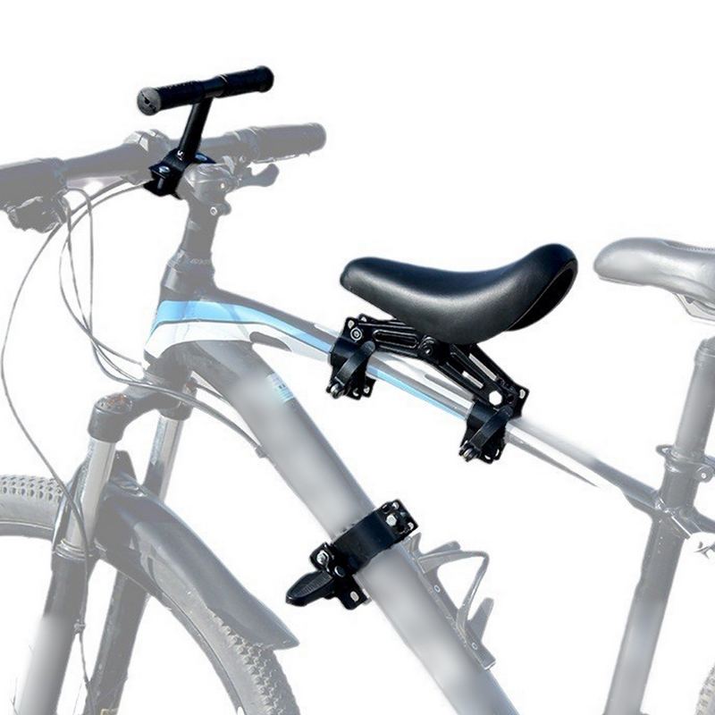 Bike Adjustable Seat Saddle Bicycle Saddle Seat Front Mounted Child Bicycle Seat with Handlebars and Foot Pedals 