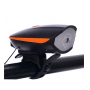 USB Rechargeable Front Headlight Bicycle Flashlights Road Bike Front Light Accessories Loud Horn Alarm Bell for Outdoor Warning