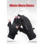 Men's Thickened Two-Finger Touch Screen Riding Gloves Anti-Slip Leakage Resistant for Winter Outdoor Cycling Autumn/Winter